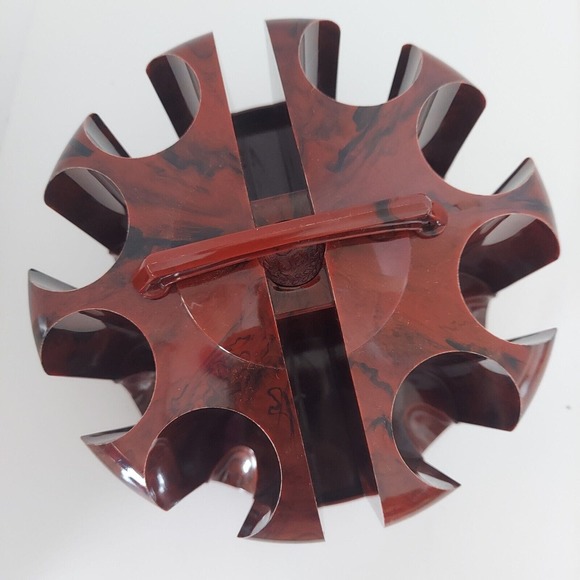 VTG Poker Caddy Bakelite Brown Black Swirled Poker Chip Chips Holder Rotating US - Picture 8 of 13